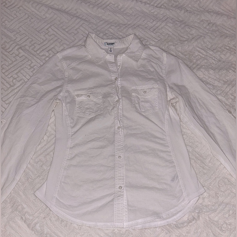 Old Navy White Fitted Button Up
